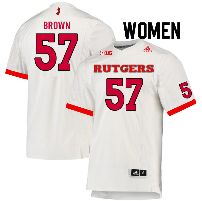 Women #57 Ireland Brown Rutgers Scarlet Knights College Football Jerseys Sale-White - Click Image to Close